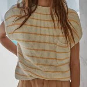 By Together Oversized‎ Boxy Striped Chunky Knit Pocket Sweater Size Medium